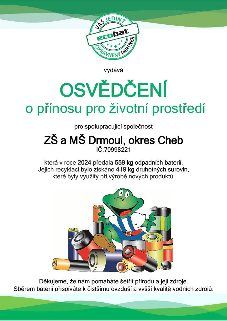 Osvědčení o přínosu pro životní prostředí za rok 2024